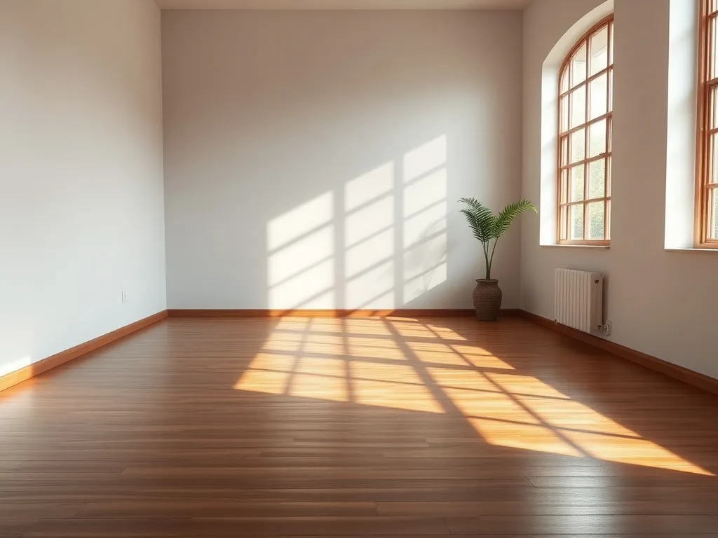 High-quality minimalist meditation space with wooden floor a